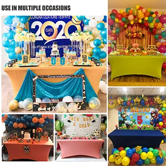 2Pack, 6FT Spandex Table Cover Fitted Rectangular Tablecloth Stretchable Fabric Lycra Tablecloth 6 ft Wrinkle-Free for Party Dj Tradeshows Banquet Weddings Cocktail, 2 Pcs {3}