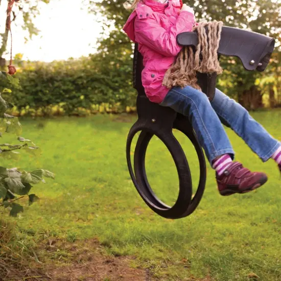 Esschert Design 5' Black and Red Horse Rope Mane Tire Swing with Rope Tie {3}