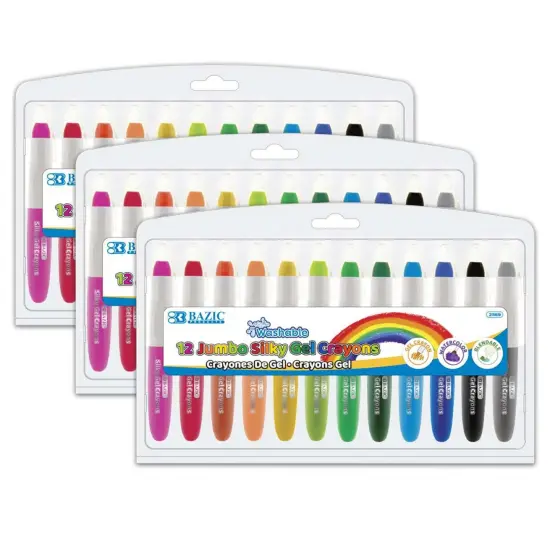 Washable Jumbo Silky Gel Crayons, 12 Per Pack, 3 Packs {1}