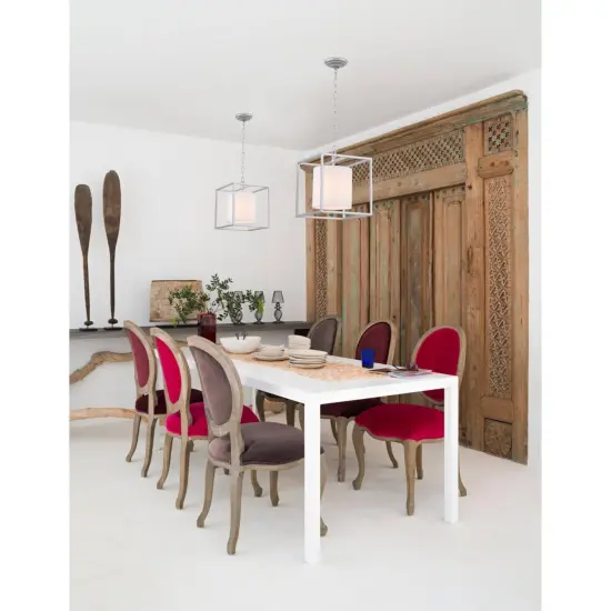 Mirin 1 light Vintage Silver and White shade pendant {2}