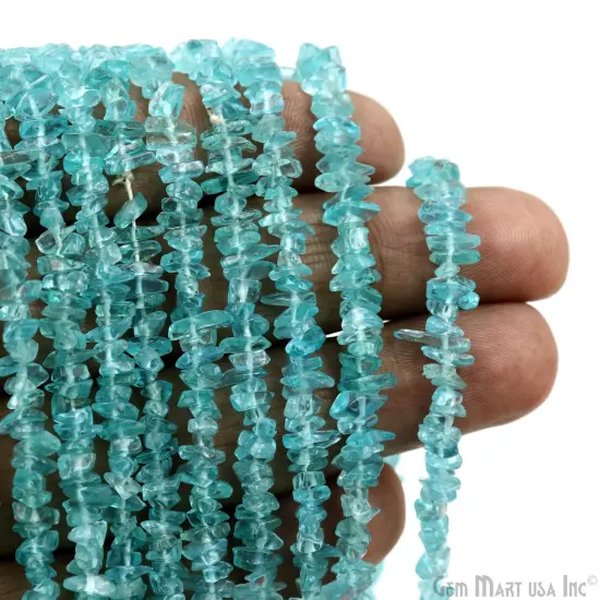 Apatite Chip Beads, 34 Inch, Natural Chip Strands, Drilled Strung Nugget Beads, 3-7mm, Polished, GemMartUSA (CHAP-70001) {4}