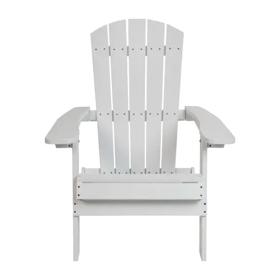 Merrick Lane Set of 4 Riviera Poly Resin Folding Adirondack Lounge Chair - All-Weather Indoor/Outdoor Patio Chair White {3}