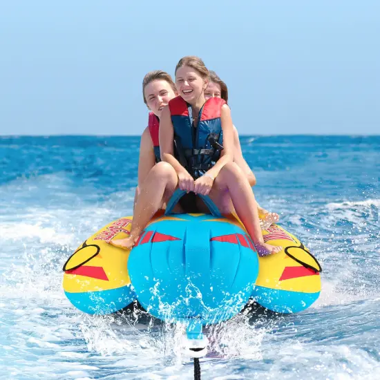 Costway 3-Person Inflatable Banana Boat with Boating & Water Sports 3 EVA-padded Seats {2}