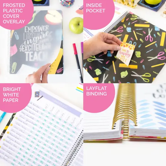 bloom daily planners Undated Teacher Planner & Calendar, 9" x 11" Chalkboard {3}