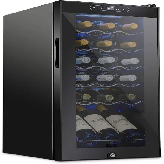 Schmecke 18-Bottle Wine Fridge, Freestanding Wine Refrigerator, Small Wine Cooler Black {1}