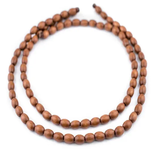 The Bead Chest Light Brown Oval Natural Wood Beads (9x6mm): Organic Eco-Friendly Wooden Bead Strand for DIY Jewelry, Crafts, Necklace and Bracelet Making {3}