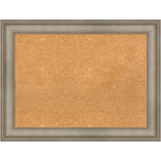 Mezzanine Antique Silver Narrow Wood Framed Corkboard, Natural Cork {1}