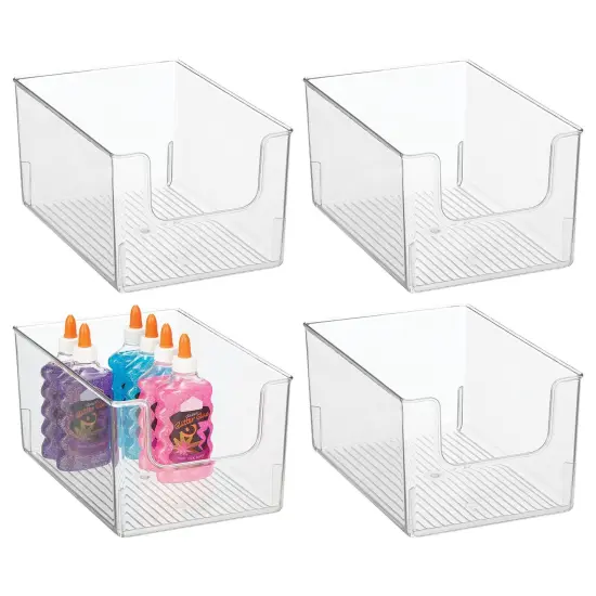 mDesign Open Front Plastic Storage Bin for Cube Furniture, 12" W, 4 Pack - Clear {5}