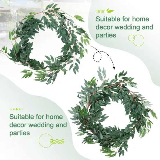 Artificial Hanging Willow Leaf Garland Willow Leaves Vines Twigs String Fake Hanging Willow Greenery Garland for Wedding Arch Decor, Table, Party, Home Wall Decor Wreath Decor {2}