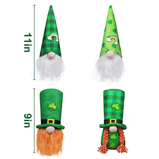 Bunny Chorus St Patricks Day Decorations Gnomes Gifts 4pcs, Farmhouse Plush Tomte Swedish Scandinavian Saint Patricks Day Decor Rainbow Nisse for Home Holiday Gnome Décor {5}