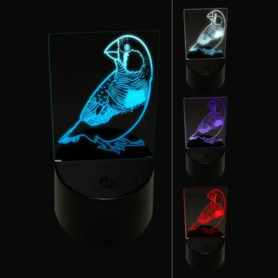 Happy Zebra Finch Bird 3D Illusion LED Night Light Sign Nightstand Desk Lamp {1}