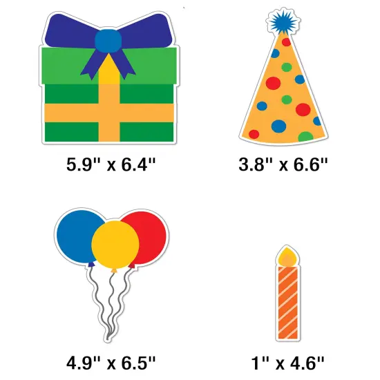 Carson Dellosa 106 pc Bundle of Birthday Decorations, Calendar Monthly Headers, Hats, Presents, Candles, Cake, and Balloon Cutouts for Party, Classroom, Bulletin Board, and Wall Decor {4}
