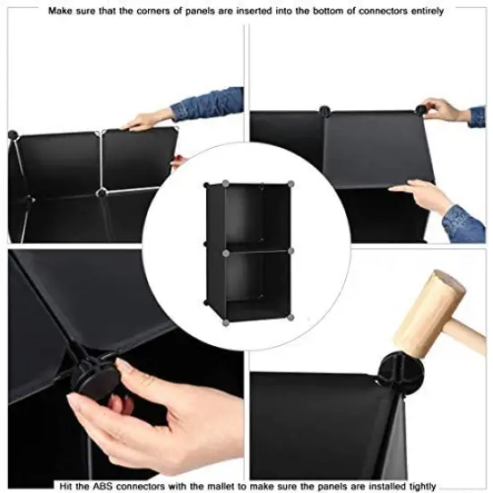 Cube Storage, 2-Cube Organizer Units, Plastic Closet Storage Shelves, DIY Book Shelf, Modular Bookcase, Cabinet Ideal for Bedroom, Living Room, Home Office, 12.4" L x 12.4" W x 24.8" H Black {5}