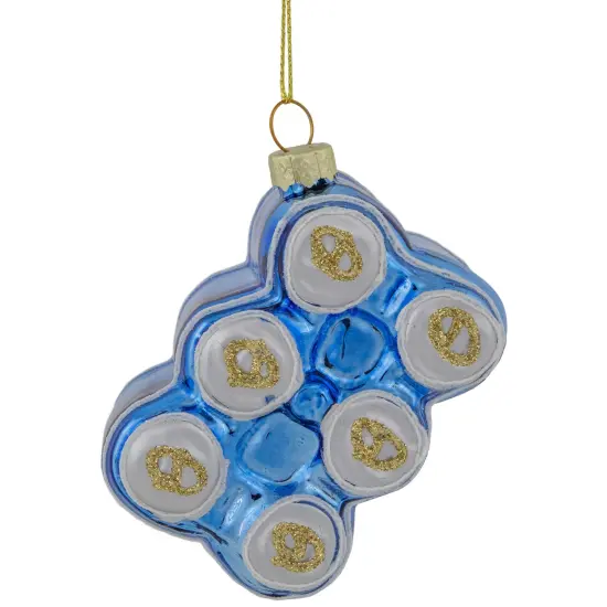 Northlight 3" Six Pack Canned Beer Glass Christmas Ornament Blue {6}