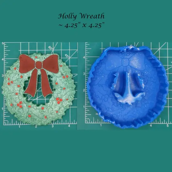 Holly Christmas Wreath Silicone Freshie Mold {3}