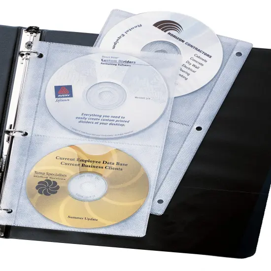 Avery Clear DVD Storage Sleeves for 3 Ring Binder, Two-Sided, Pack of 5 Holds 20 CD/DVDs Total (75263) {2}