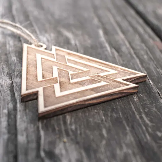 Ornament - Valknut- Raw Wood 3x3in {2}