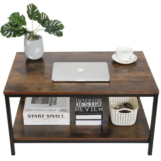 Coffee Table Shelf Storage Drawer Metal Feet. {3}