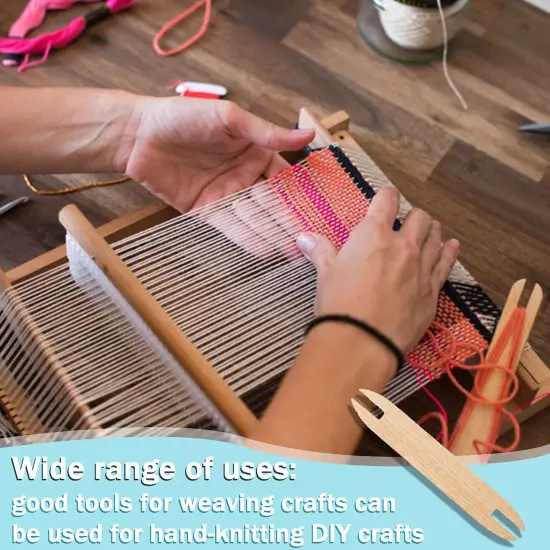 Wood Weaving Tools Set, with Crochet Needle and Comb Wooden Shuttles Stick for Inkle Loom Knitted DIY Craft Supplies {6}