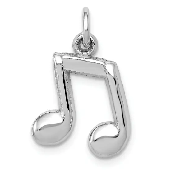 14K White Gold Polished Musical Note Charm Jewelry 20mm x 12mm {1}
