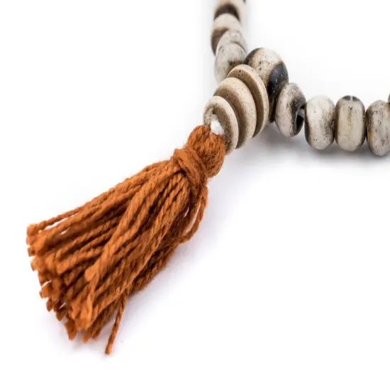 The Bead Chest 108 6mm Grey Bone Mala Beads - Handmade Fair Trade Nepal Prayer Rosary Beads Necklace for Mediation, Yoga, Jewelry Making, Crafts {4}