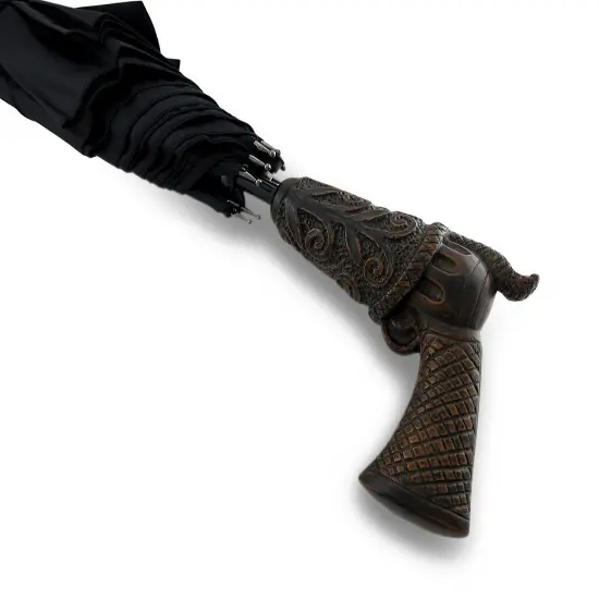 50 in. Peacemaker Handle Black Auto Open Stick Umbrella {3}