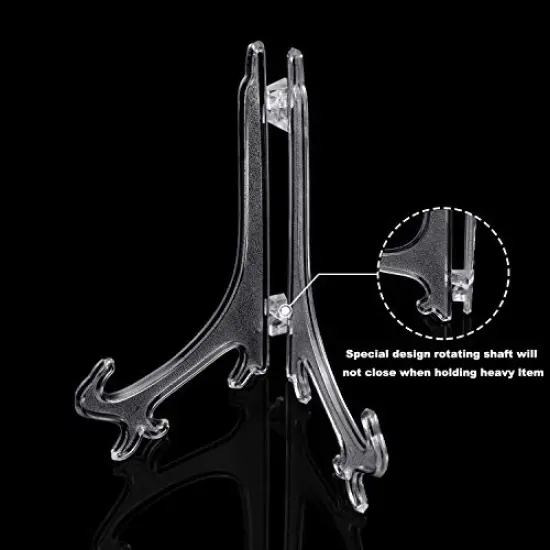 6 Pieces Plastic Easels, 4/6/8 Inches Clear Easel Display Stand/Plate Holders to Display Pictures, Items {4}