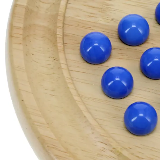 WE Games Solid Wood Solitaire with Blue Glass Marbles - 9 in. Diameter {4}