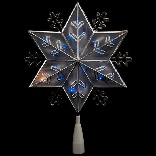 Northlight 10" Silver Snowflake Lighted Christmas Tree Topper - Blue Lights {7}