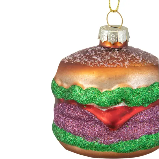 Northlight 2.25" Brown, Green, and Red Glass Hamburger Christmas Ornament {4}