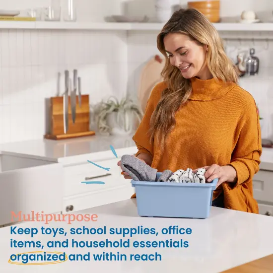 Scoop Front Storage Bins, Multipurpose Organization, 10-Pack Powder Blue {3}