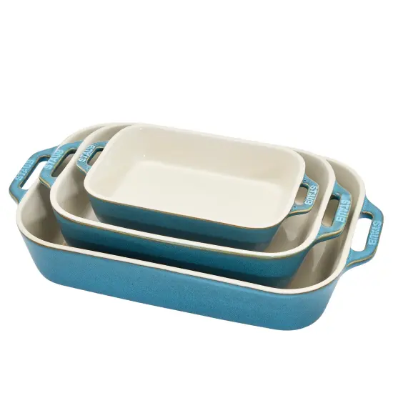 STAUB Ceramic 3-pc Rectangular Baking Dish Set {4}