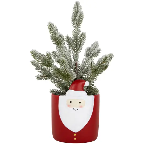 Northlight Mini Frosted Artificial Christmas Tree in Santa Pot - 14.75" - Unlit Green {1}