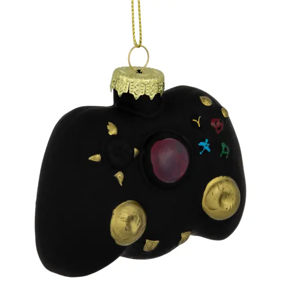 Northlight Game Controller Glass Christmas Hanging Ornament - 4" - Black {5}