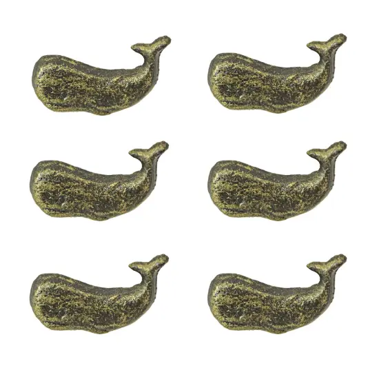 Rustic Cast Iron Whale Drawer Pull Decorative Cabinet Knob Nautical Set of 6 {5}
