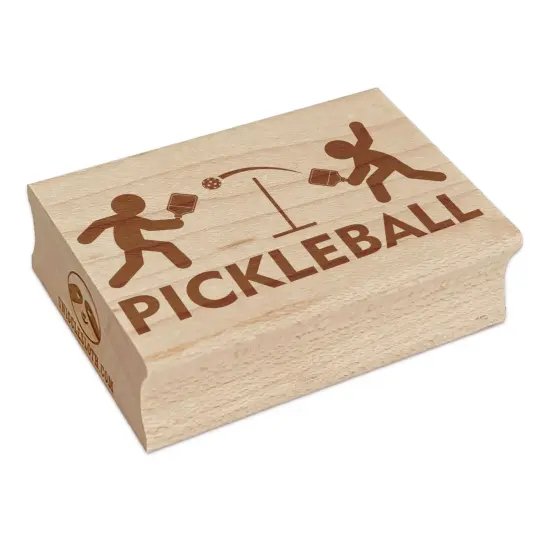 Pickleball Players Volley Sport Rectangle Rubber Stamp for Stamping Crafting {7}