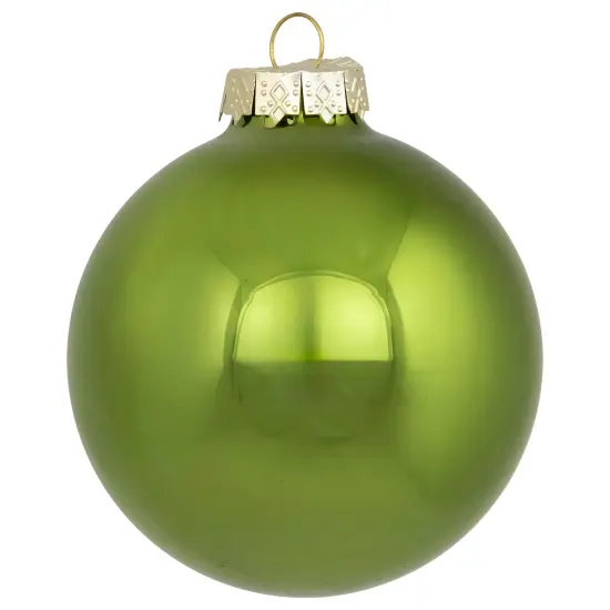 Northlight 2-Finish Glass Christmas Ball Ornaments - 3.25" (80mm) - Kiwi Green - 6ct {6}