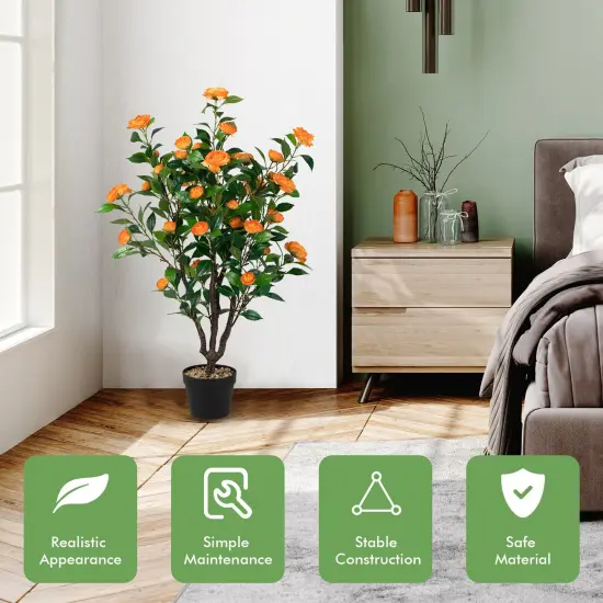 3.3 Feet Artificial Camellia Tree for Indoor and Outdoor {4}