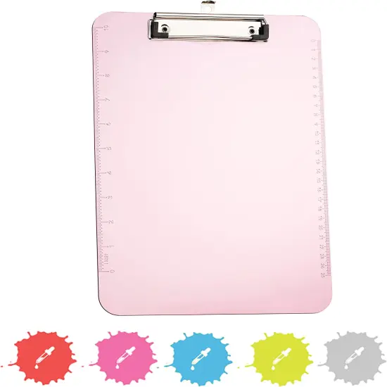 Enday Plastic Clipboard W/ Low Profile Clip Pink {1}