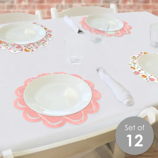 Big Dot of Happiness Girl Little Pumpkin - Fall Birthday Party or Baby Shower Round Table Decorations - Paper Chargers - Place Setting For 12 {3}