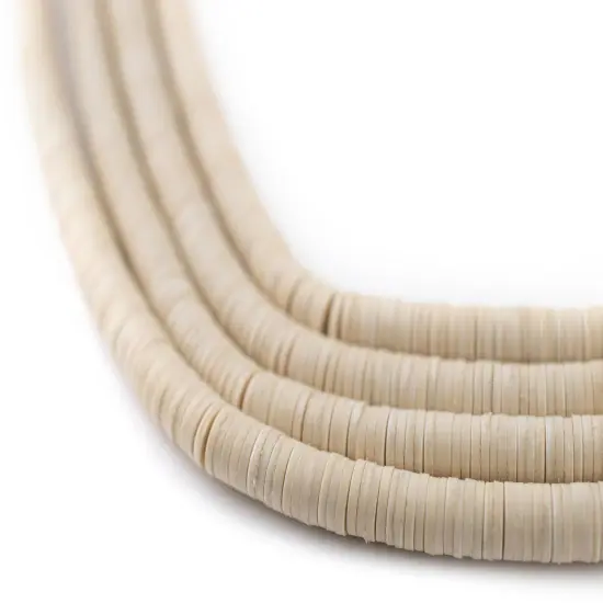 The Bead Chest African Vinyl Beads, Ghana Vulcanite Crafts Supplies for DIY Jewelry Making, Necklaces, Bracelets (4mm, Cream) {1}