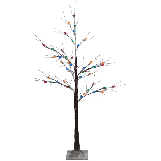 Northlight LED Lighted Frosted Christmas Twig Tree - 4' - Brown - Multi-Color lights {1}