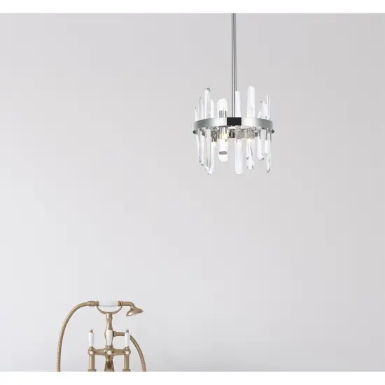 Serena 12 inch crystal round pendant in chrome {2}