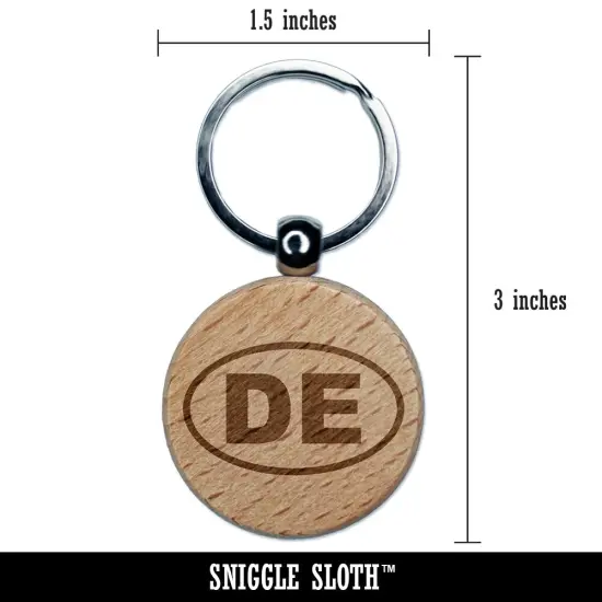 Germany Deutschland DE Engraved Wood Round Keychain Tag Charm {2}