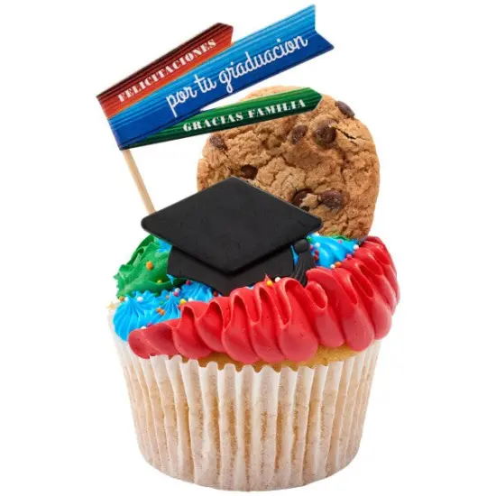 Black Grad Hat Cupcake Rings, 12ct {6}