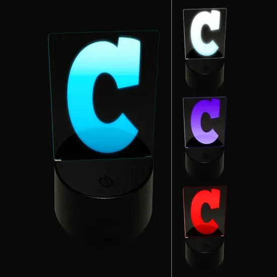 Letter C Uppercase Fun Bold Font 3D Illusion LED Night Light Sign Nightstand Desk Lamp {1}