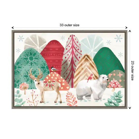 Snowy Christmas Critters I by Dina June Canvas Art Framed {3}
