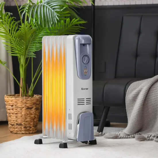Costway 1500W Electric Oil Filled Radiator Space Heater 7-Fin Thermostat Room Radiant {2}