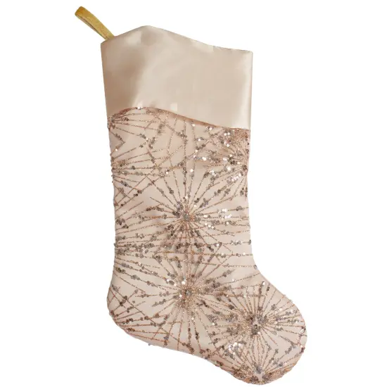 Northlight 20.5-Inch Gold Glitter and Sequin Satin Cuff Christmas Stocking {1}