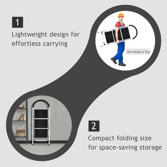 Heavy Duty Industrial Lightweight Folding Stool 3 Step Ladder {5}